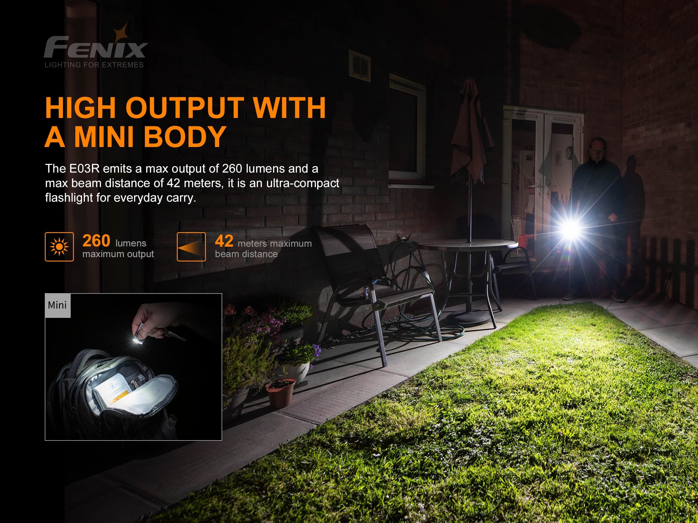 Fenix E03R taskulamp