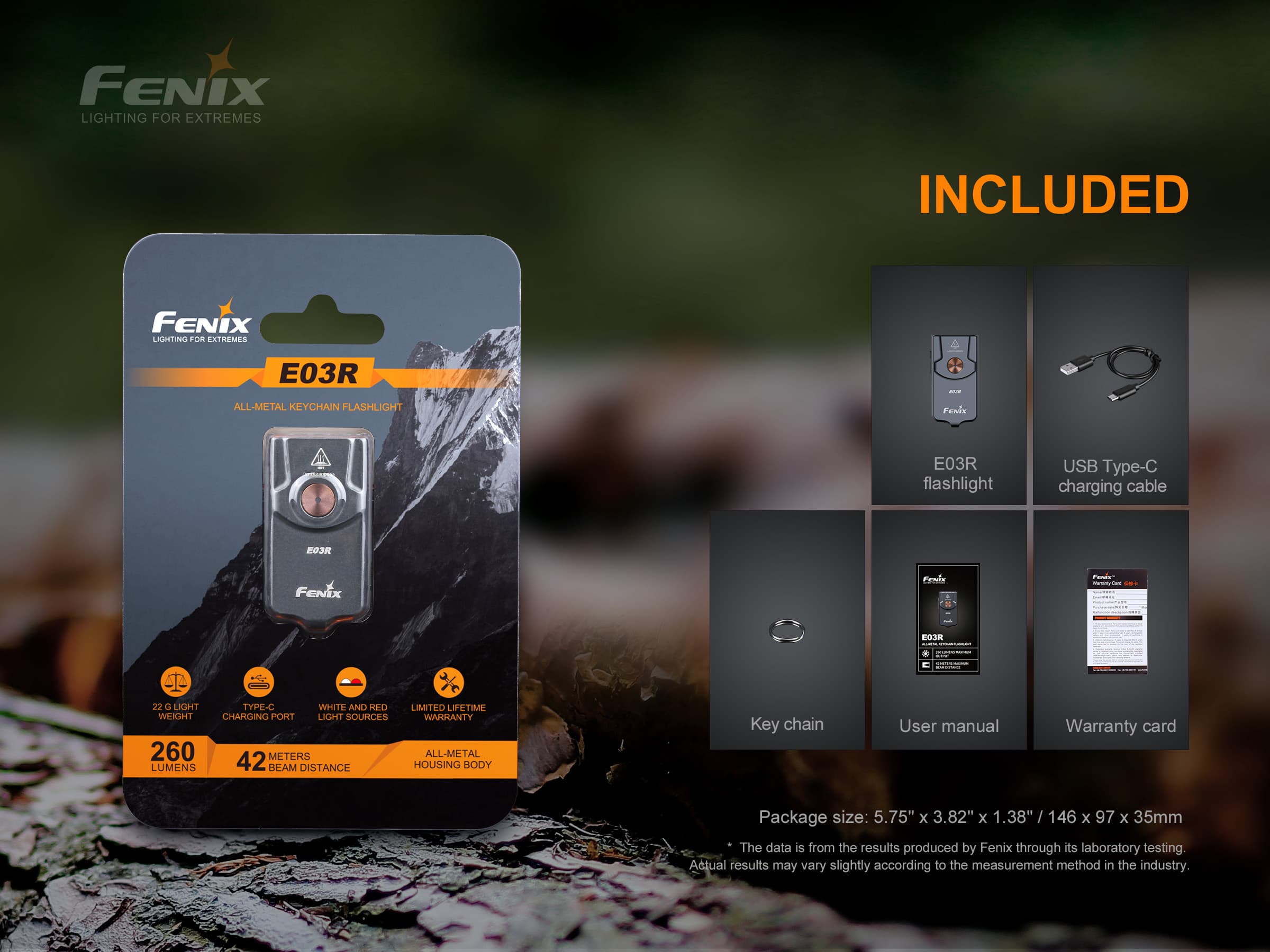 Fenix E03R taskulamp