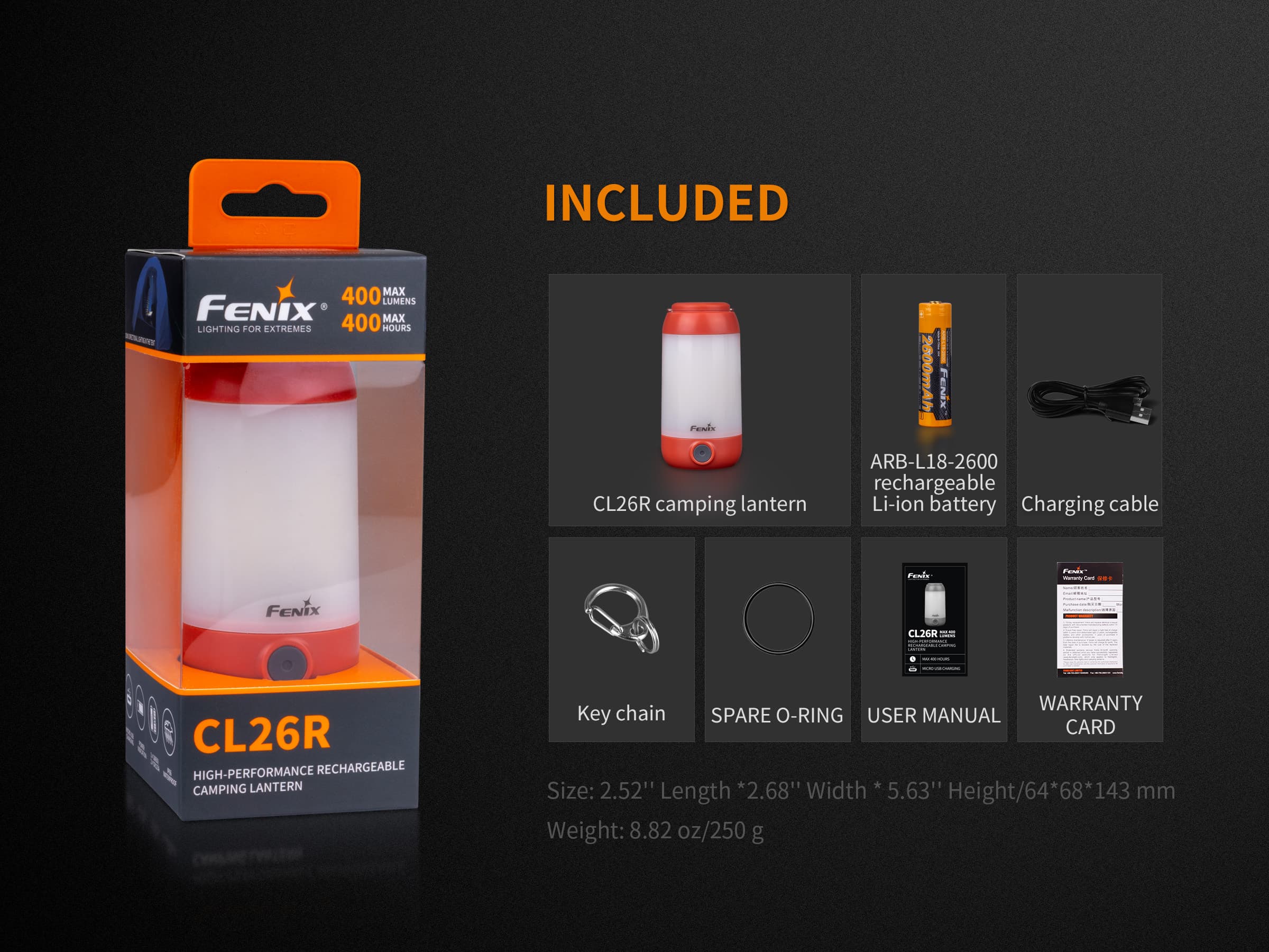 Fenix CL26R matkalamp